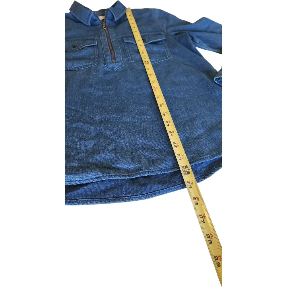 Madewell Womens Denim Quarter Zip Popover Shirt Indigo Blue Small Pockets - Picture 6 of 7